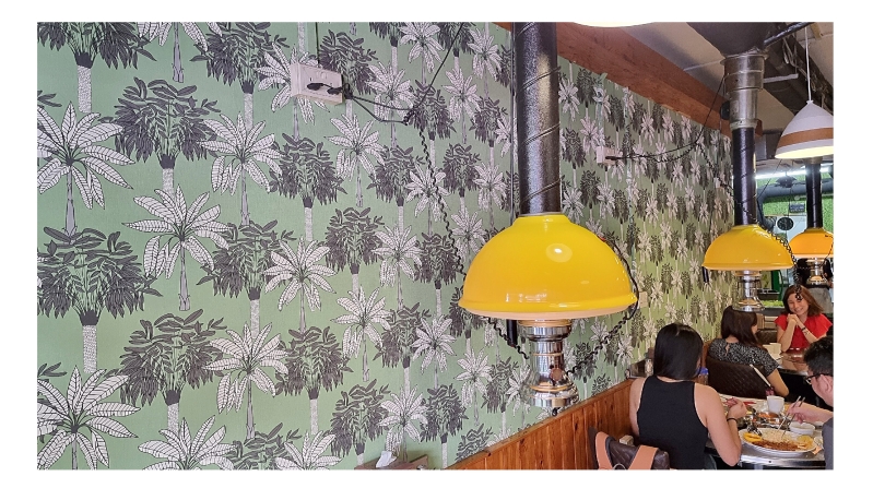 Tropical Wallpaper in Korean Barbeque Restaurant